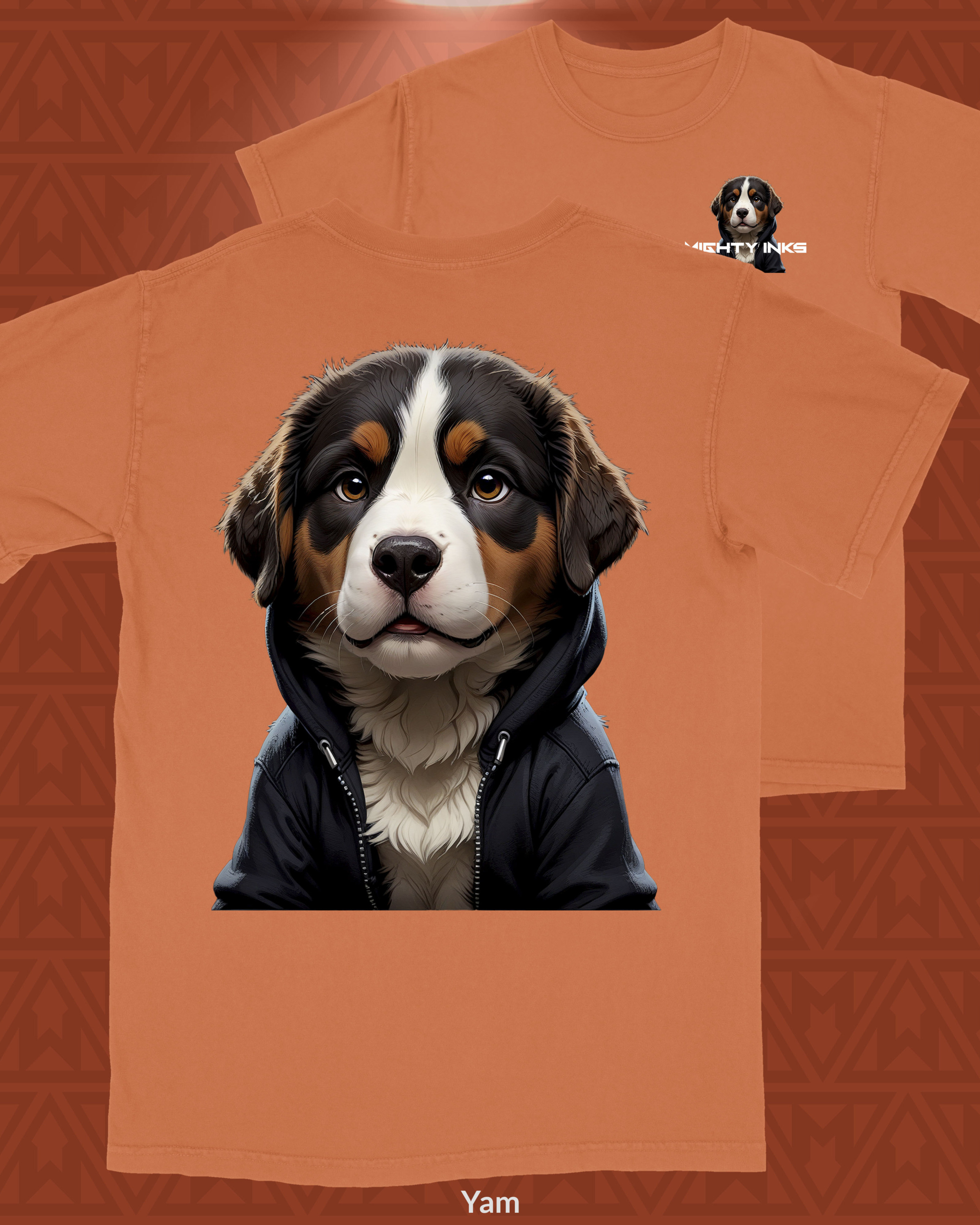 Bernese Mountain puppy in studio photography wearing hoodie - T-Shirt - Image 1
