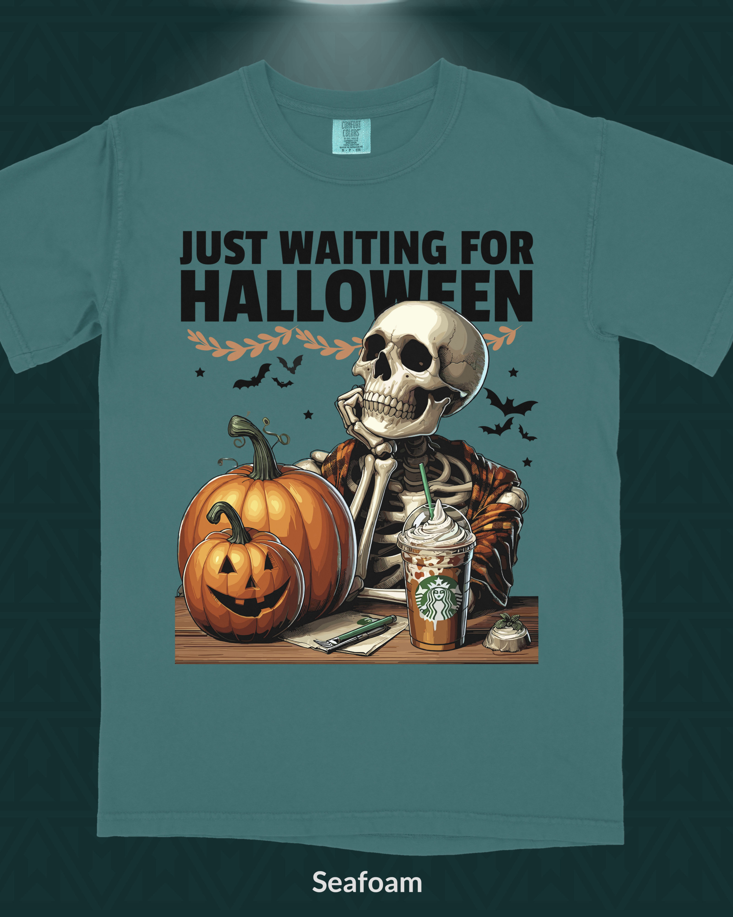 Skeleton's Pumpkin Spice Delight T-Shirt - Image 1