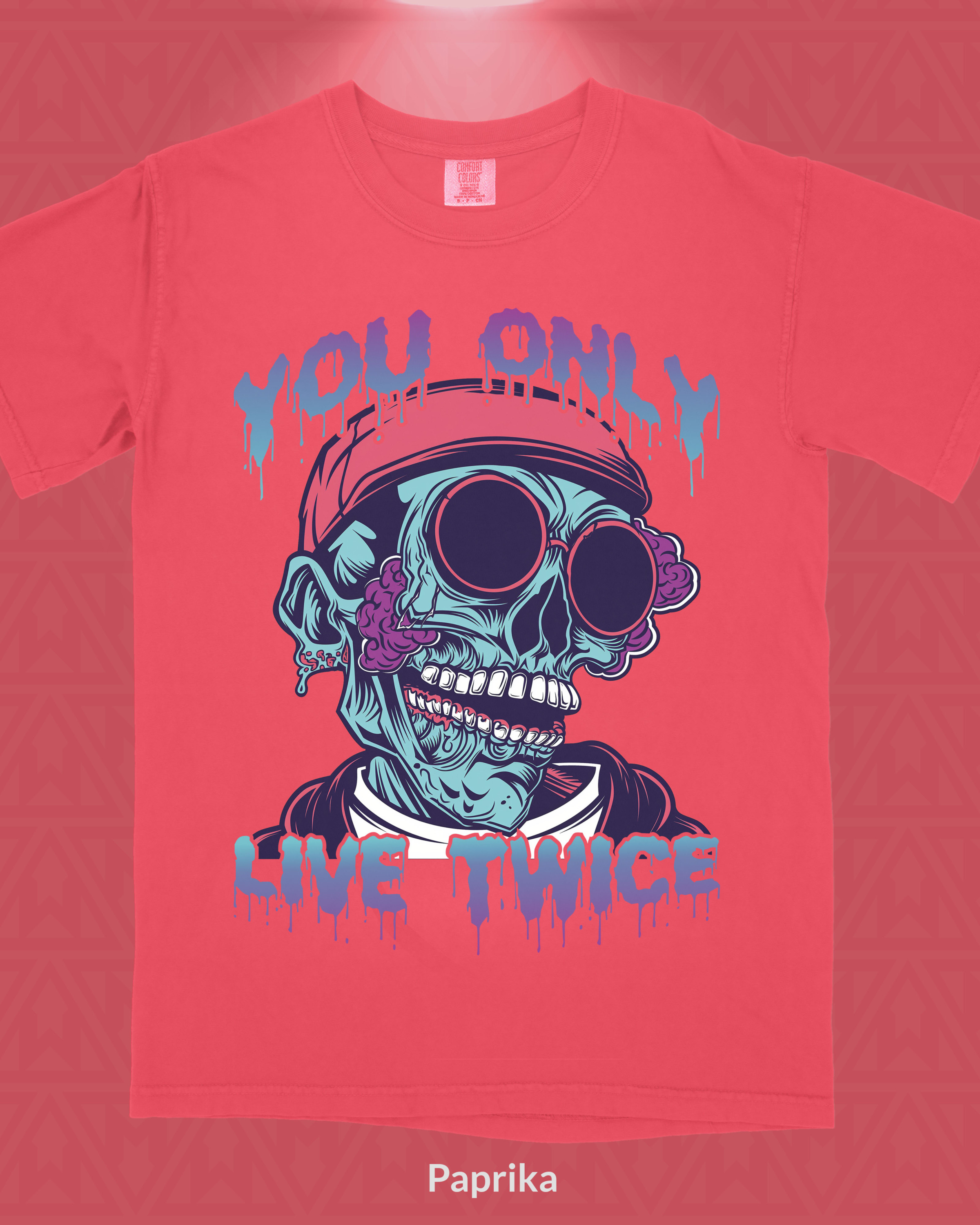 Vibrant Skull: Live Twice Vibe T-Shirt - Image 1