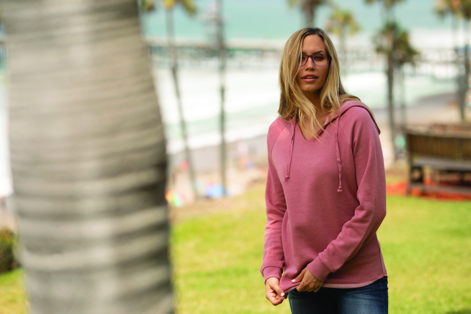 PRM2500 Women’s Lightweight California Wave Wash Hooded Sweatshirt - Image 9