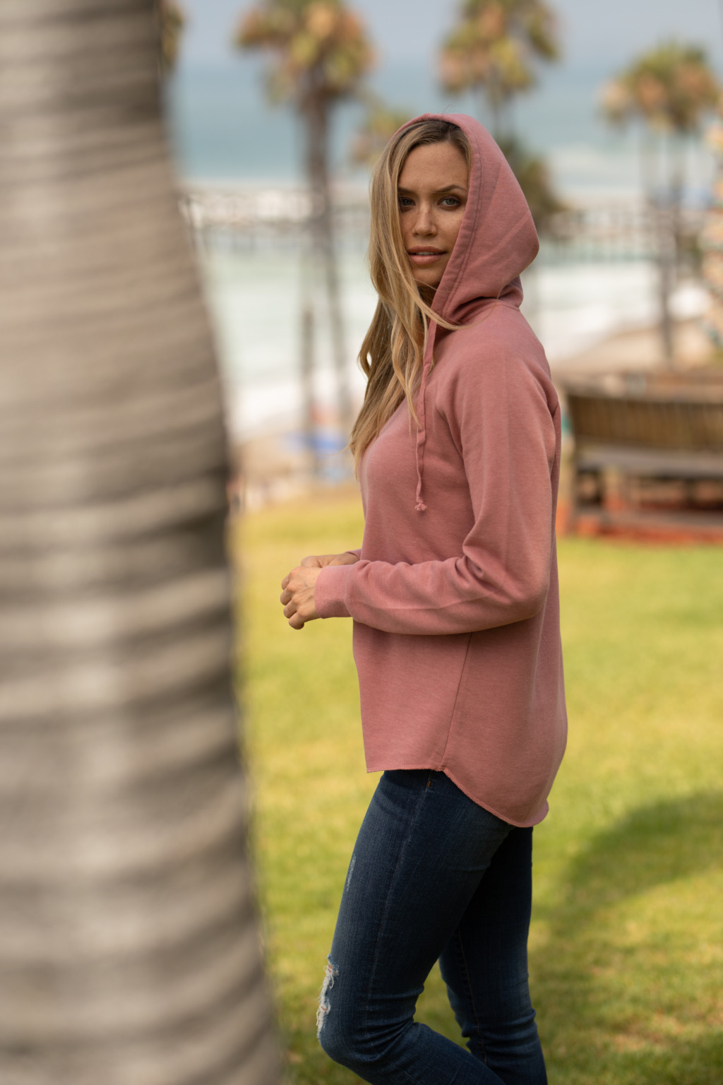 PRM2500 Women’s Lightweight California Wave Wash Hooded Sweatshirt - Image 8