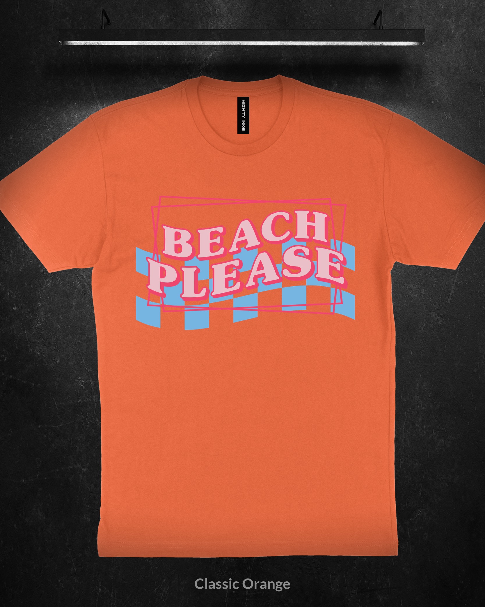 BEACH-PLEASE-WAVY-CHECKERED-FILESt-shirts_classic_orange-3 BEACH PLEASE WAVY CHECKERED - T-Shirt - Classic Orange
