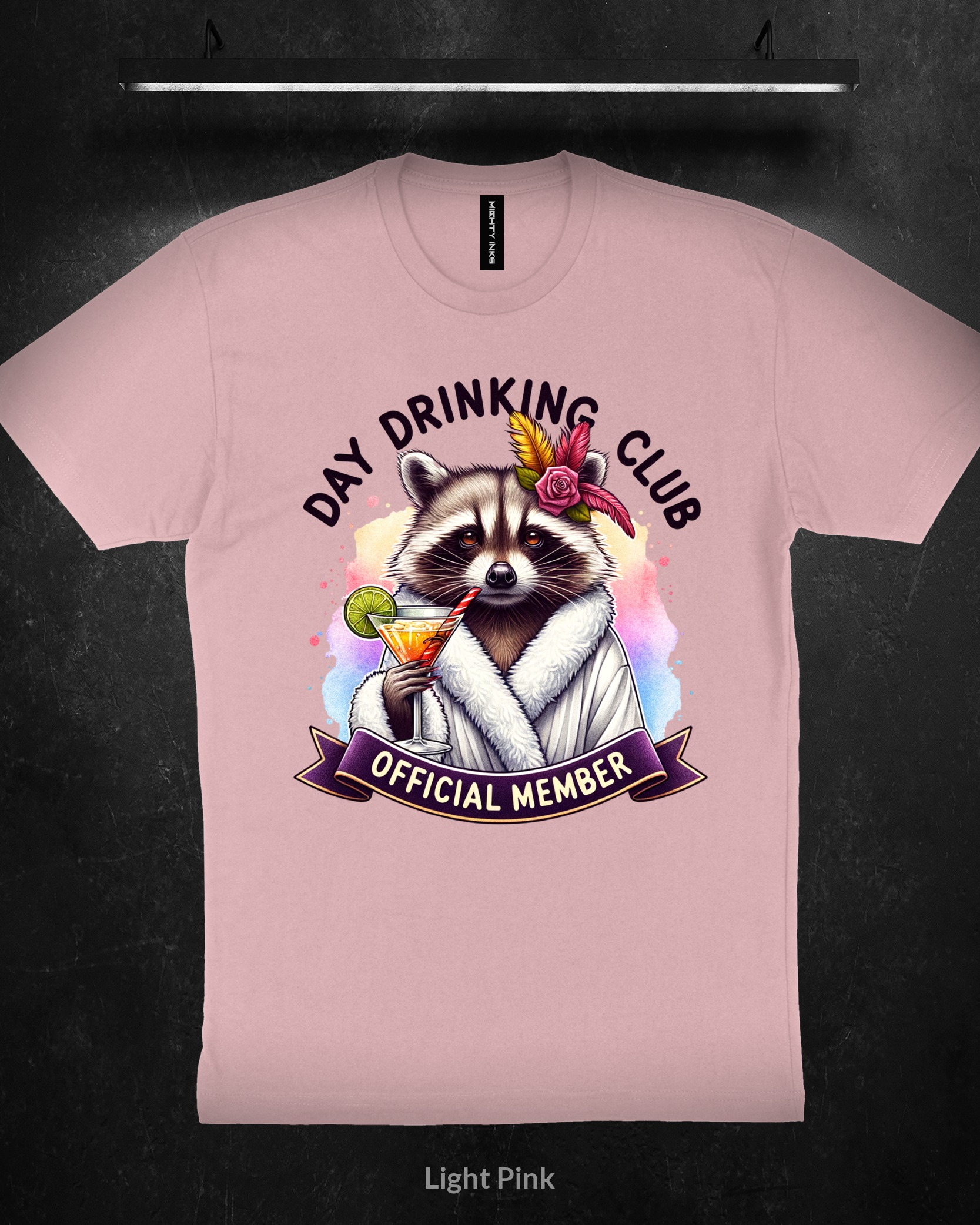DAY-DRINKING-CLUB-OFFICIAL-MEMEBER-RACCOON-PNG3600_light_pink Day Drinking Club Raccoon - T-Shirt - Light Pink