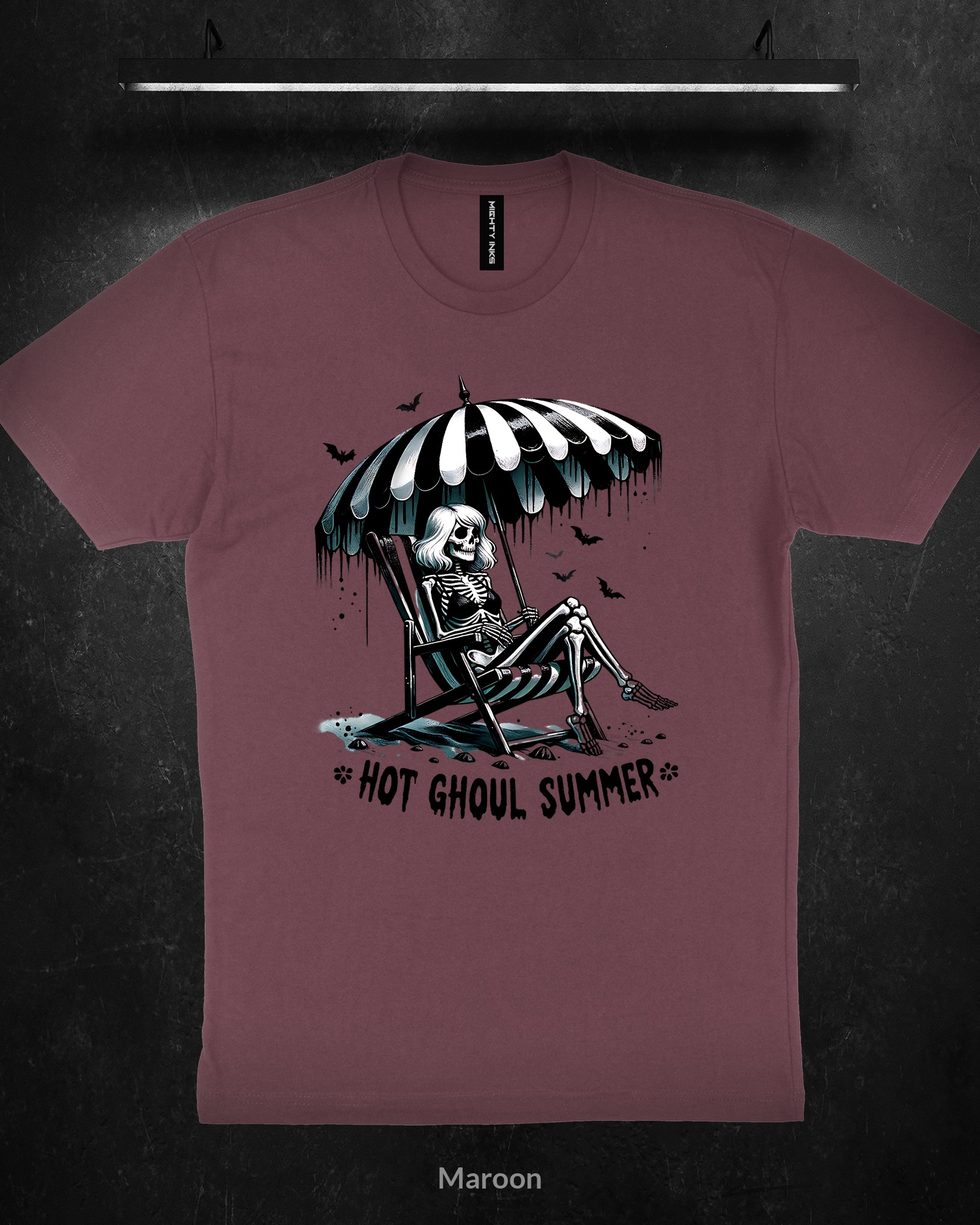 Hot Ghoul Summer Skeleton Beach - T-Shirt - Maroon