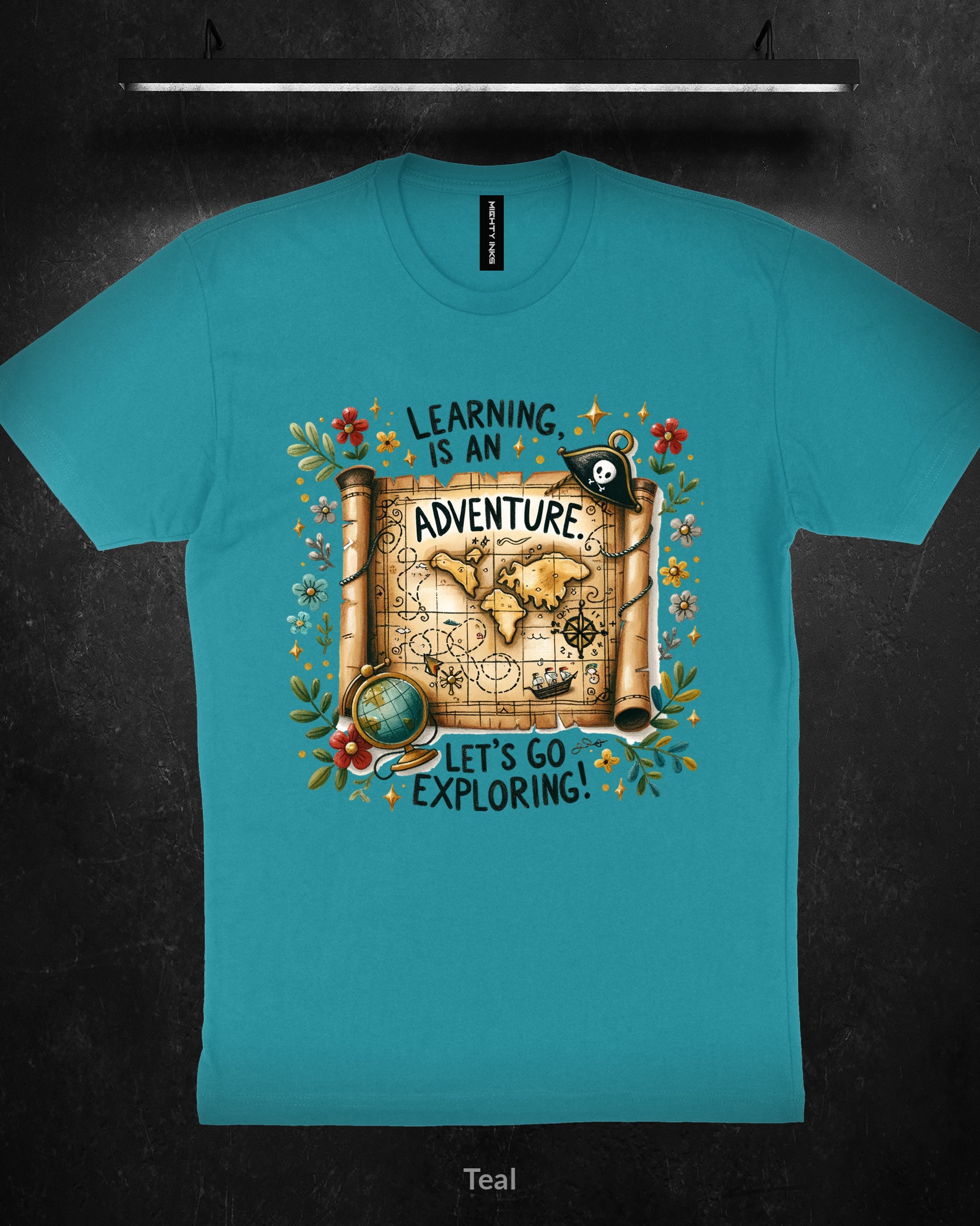 LEARNING-IS-AN-ADVENTURE-LETS-GO-EXPLORING3600_teal LEARNING IS AN ADVENTURE LETS GO EXPLORING - T-Shirt - Teal